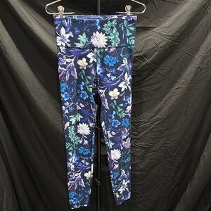 Old Navy Blue and Purple Floral Leggings High Waist